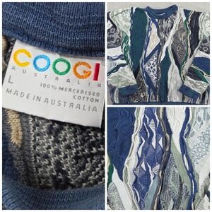 Vintage Coogi Sweater Men Large 3D Knit Mercerized Cotton Boxy Fit Pullover FLAW
